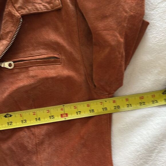 Vintage Rust Leather Suede bomber coat jacket women’s size large - Picture 9 of 10